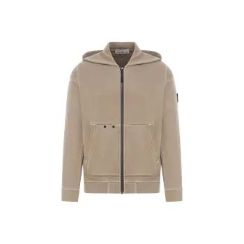 STONE ISLAND Logo Patch Zip Up Hoodie