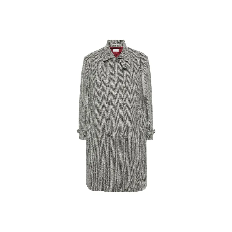 Brunello Cucinelli Herringbone Pattern Double Breasted Coat-0