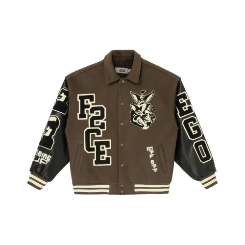 FIRE 2 COLD EGO FW22 Thickened Baseball Jacket Spring And Autumn Unisex Dark Brown