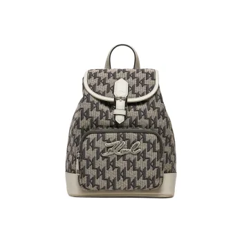 KARL LAGERFELD Fabric Backpack Small Size Women's Gray Green