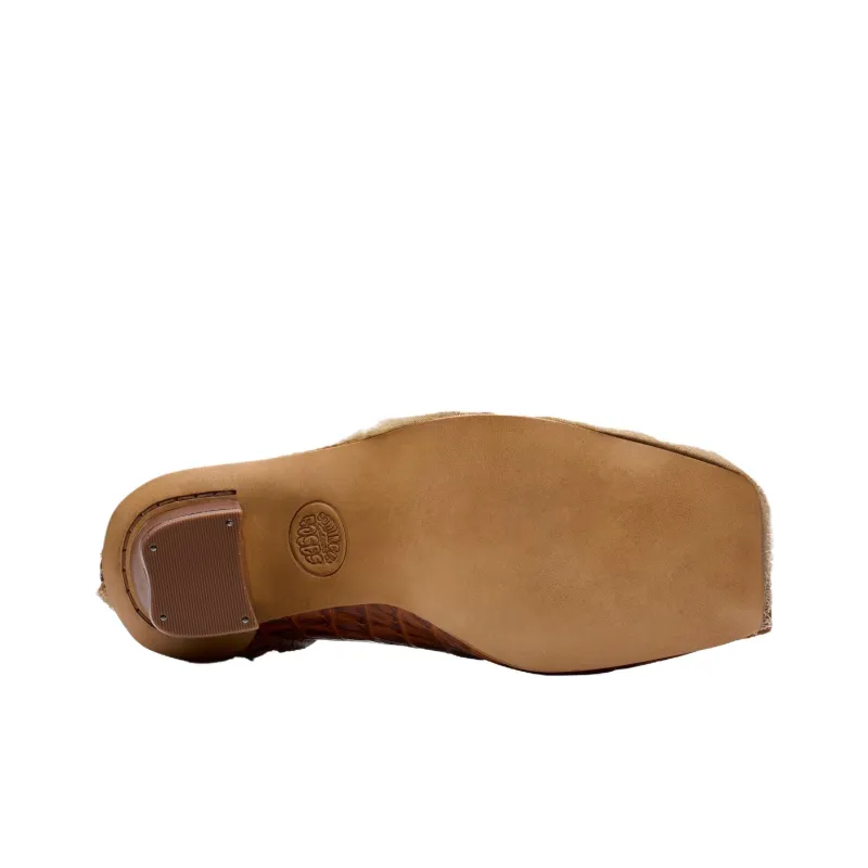 Clarks Martine Rose Block Heel High Heels 8.5cm Women's Tan-5