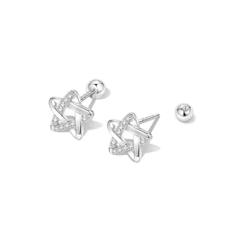 Rhymes 999 Fine Silver Needle Stud Earrings Women's