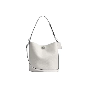 COACH Willow Coated Canvas Bucket Bag, Shoulder Bag, Crossbody Bag, Handbag Tubas Women's Chalk White