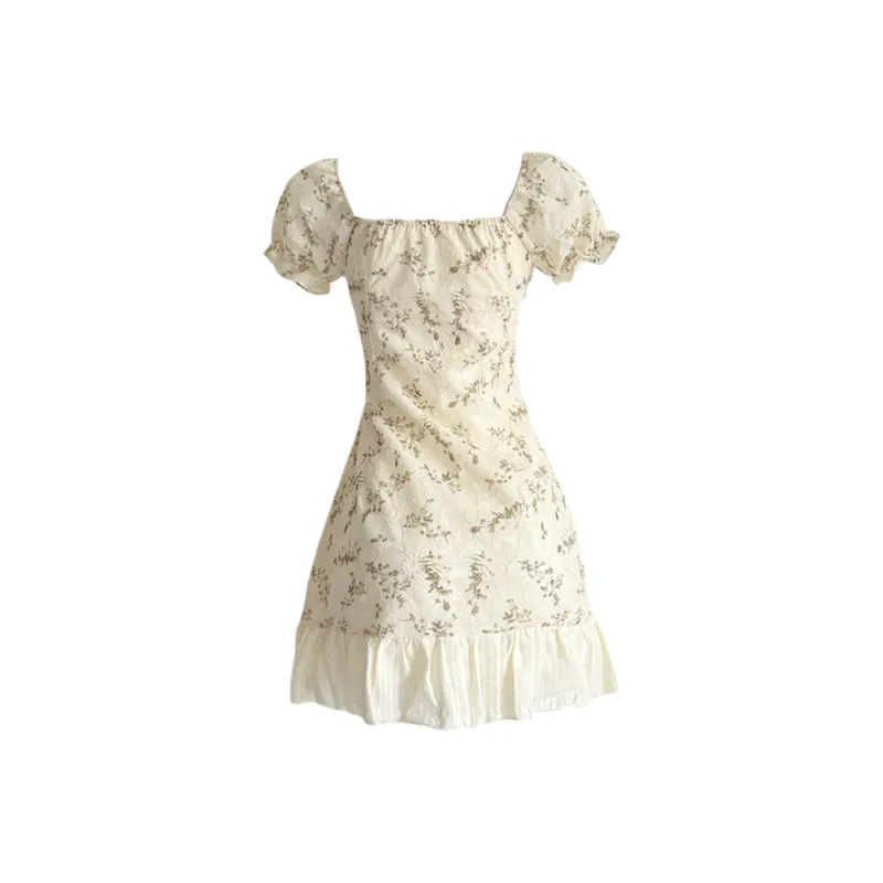 Udon House Short Sleeved Dress Women's Apricot-1