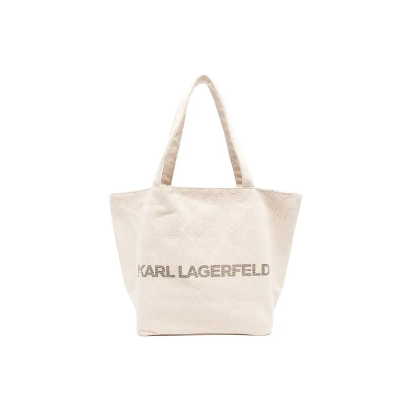 KARL LAGERFELD Cotton Tote Bag, Shopping Bag, Handbag, Shoulder Bag Women's Beige-0