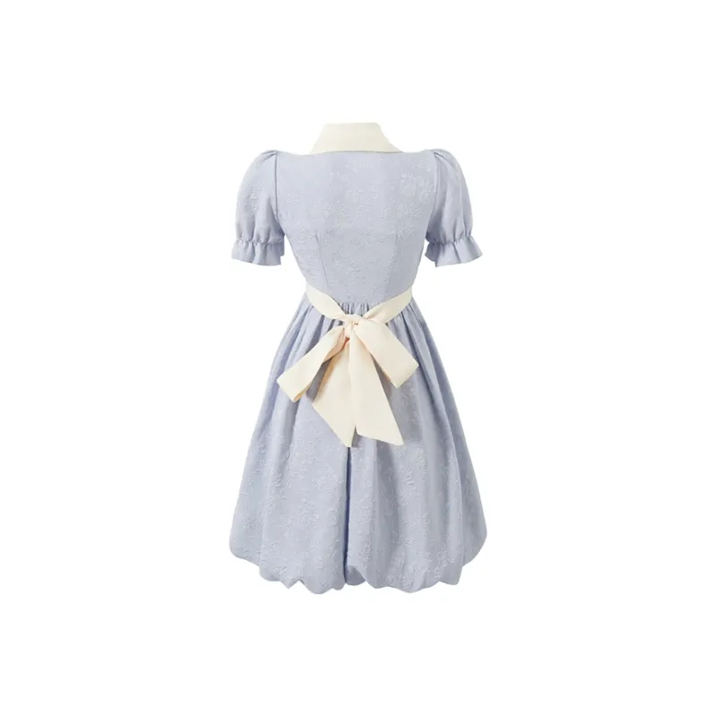 SECFLY OFFICIAL Short Sleeved Dress Women's Light Blue-1