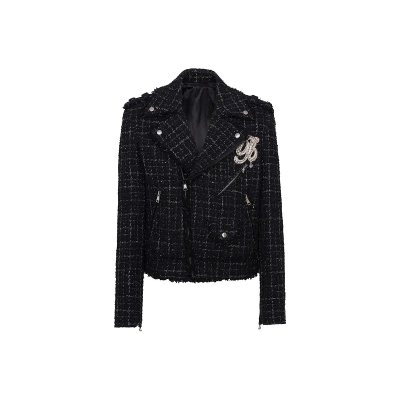 BALMAIN Pb Signature Tweed Biker Jacket-0