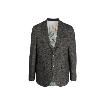 ETRO Herringbone Pattern Single-Breasted Tailored Blazer