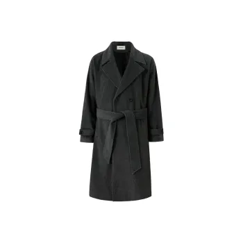 COKEIN Coat Lace Up Cinched Waist Design Men's