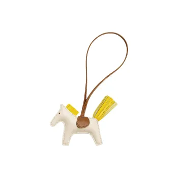 HERMES Rodeo Milo Lambskin Bag Accessory Small Size Unisex White & Yellow
