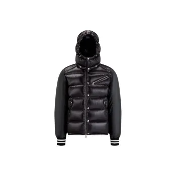 Moncler FW22 Hooded Loose Fit Cropped Down Jacket Men's Black