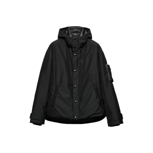 PRADA Buttoned Curved Hem Down Jacket