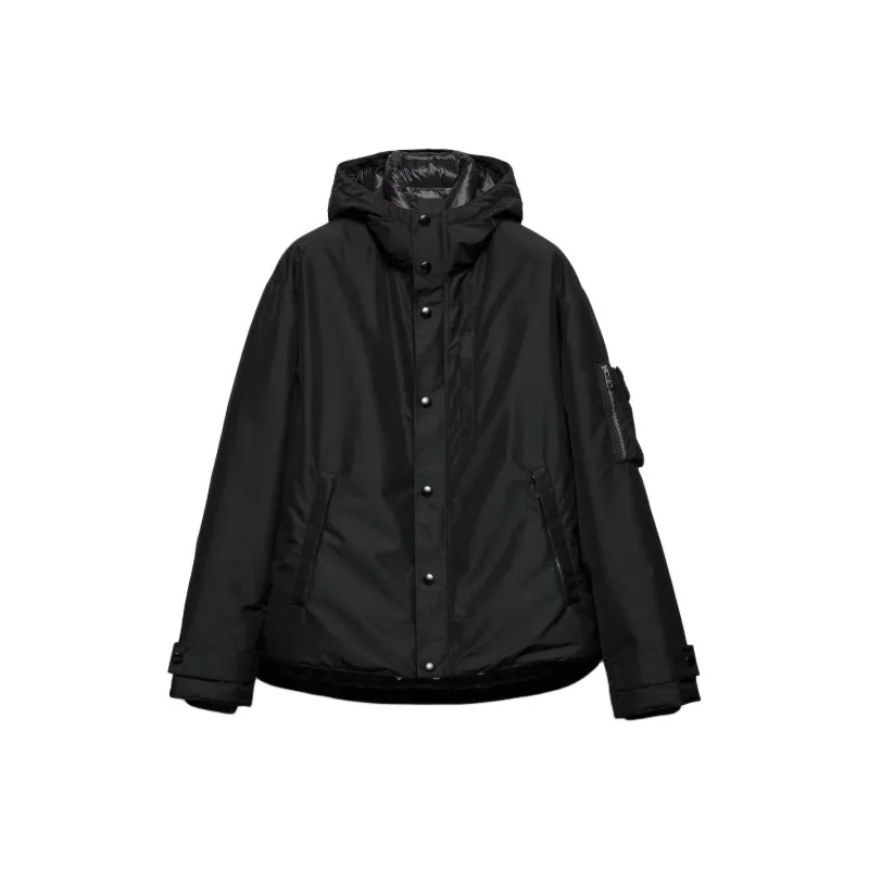 PRADA Buttoned Curved Hem Down Jacket-0