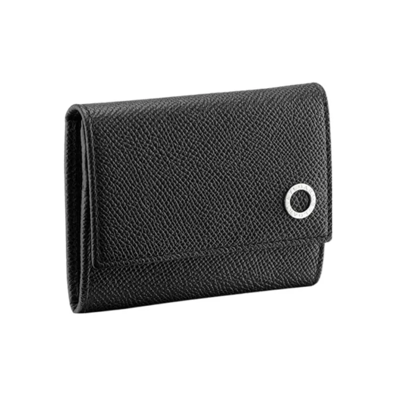 BVLGARI Calfskin Business Card Holder Card Case Women's Black-0