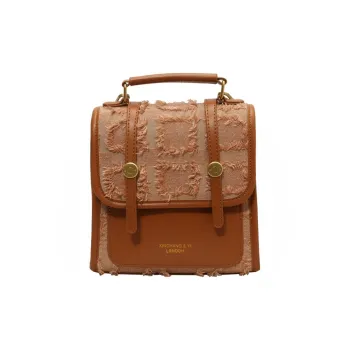 Yalu PU Backpack, Shoulder Bag, Crossbody Bag Regular Women's Light Brown/Black/Black White Plaid