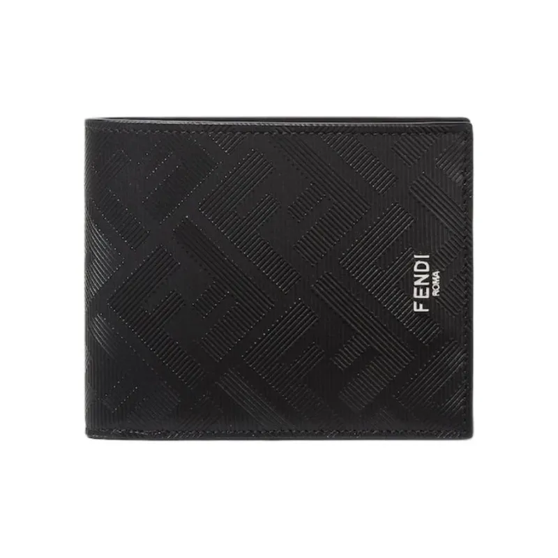 FENDI Leather Wallet Men's Black-0