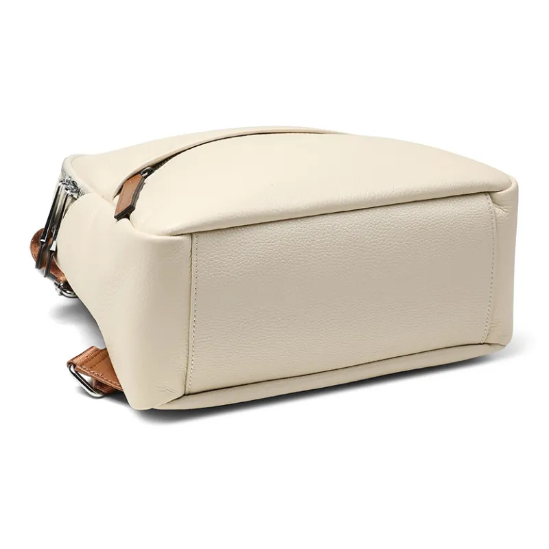 Teenmix Cow Leather Backpack Large Size Women's Black/Apricot-5