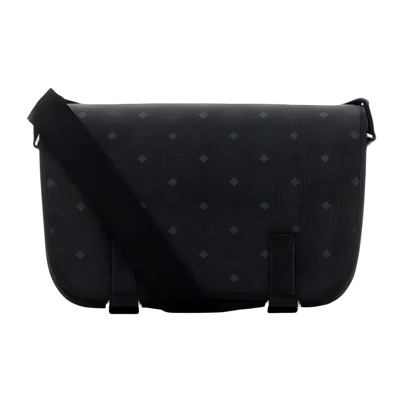 MCM Artificial Leather, Leather Crossbody Bag, Clutch, Commuter Bag Medium Size Unisex Black-0