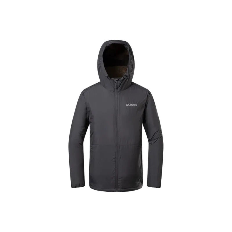 Columbia Solid Color Hooded Puffer Jacket Men's Gray-0