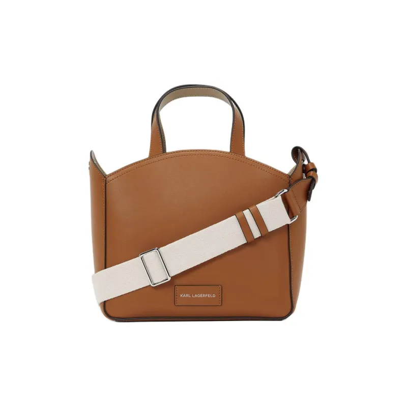 KARL LAGERFELD K/CIRCLE Cow Leather Tote One Shoulder Handbag Trumpets Women's Brown-1