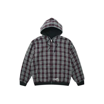 YARDSALE SS25 Reversible Flannel Hoodie Black/Purple Jacket Unisex Black/Purple
