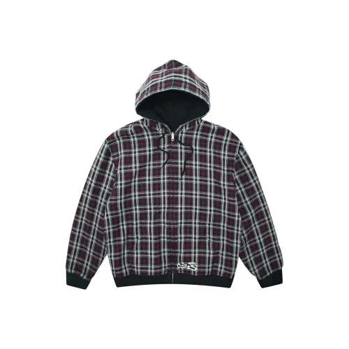 YARDSALE SS25 Reversible Flannel Hoodie Black/Purple Jacket Unisex Black/Purple