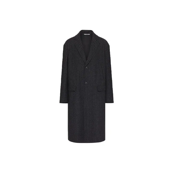 Valentino Optical Motif Single Breasted Coat-0