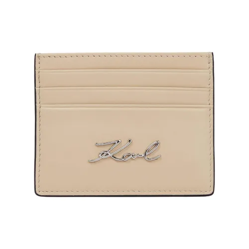 KARL LAGERFELD Cow Leather Card Holder Women's Beige Brown