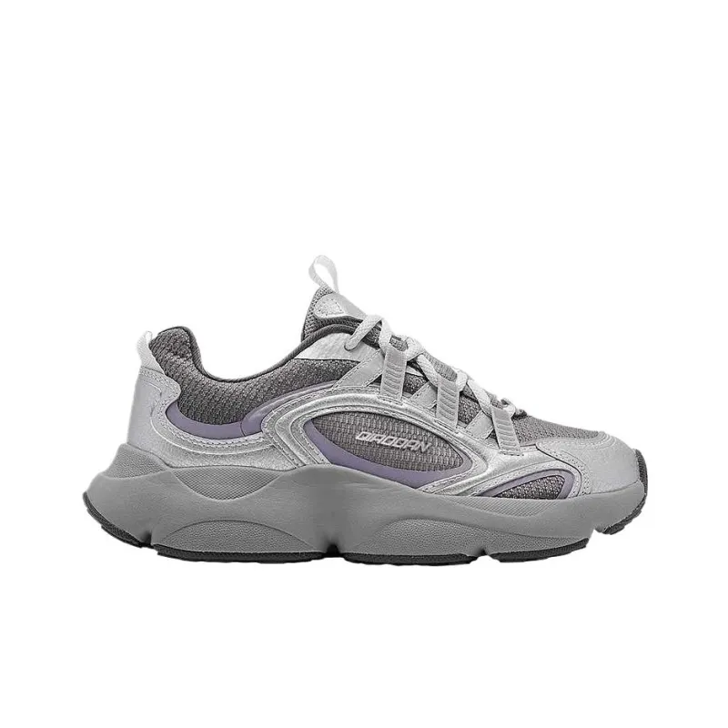 QIAODAN Star Moon Breathable Lightweight Height Increasing Low Top Chunky Sneakers Women's Shark Gray-1