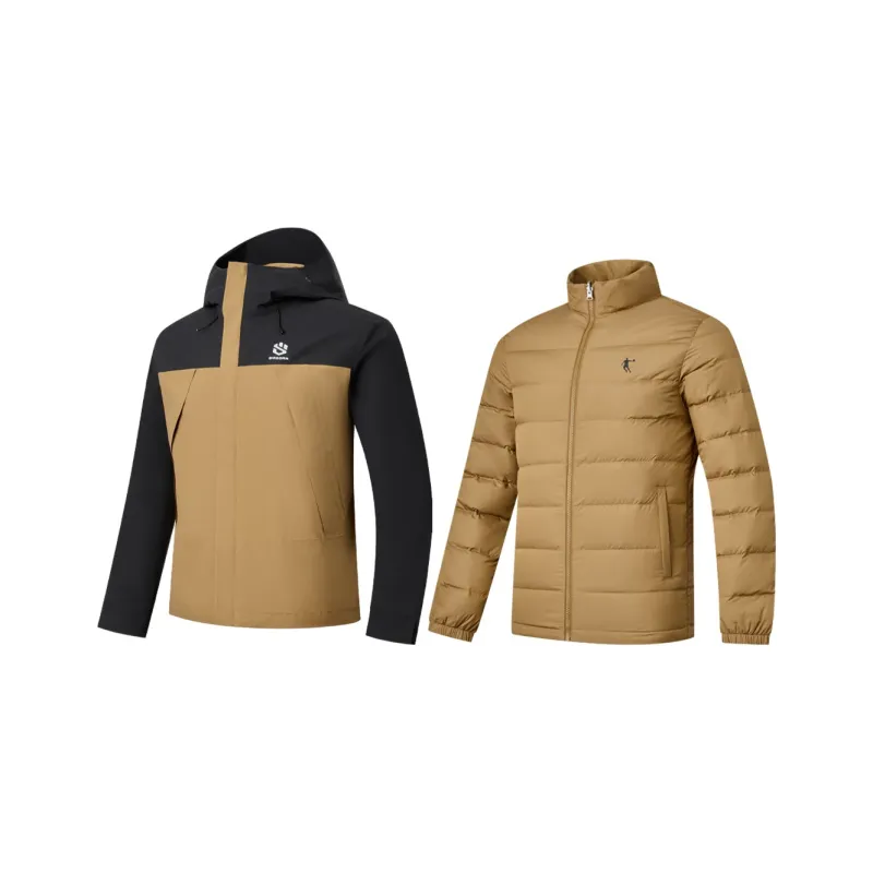QIAODAN Mountain God Series Windbreaker Jackets Men Black/Congo-0