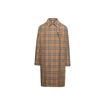 Burberry Checked Collared Trench Coat
