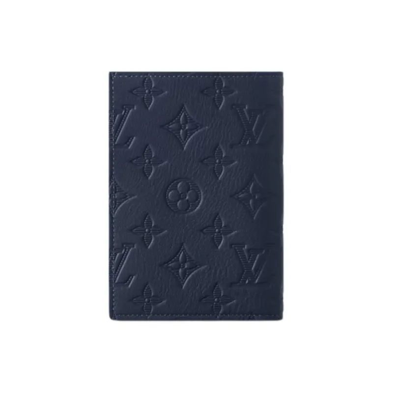 LOUIS VUITTON Embossed Calfskin Passport Holder Men's Marine Blue-2