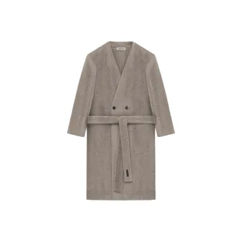 Fear Of God SS24 Season 8 Collection Chevron Brushed Wool Lapelless Overcoat Coat Men's Dove Gray/Dove Grey