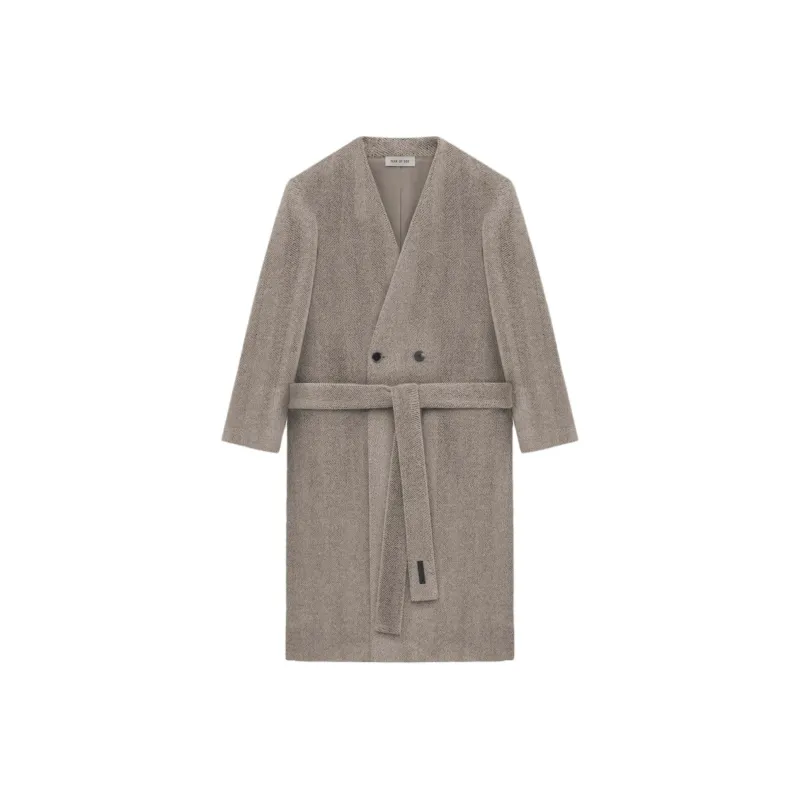 Fear Of God SS24 Season 8 Collection Chevron Brushed Wool Lapelless Overcoat Coat Men's Dove Gray/Dove Grey-0