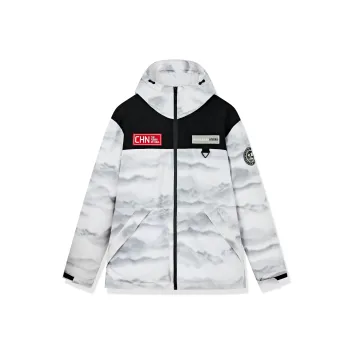 QIAODAN Down Jackets Men Snow Mountains Print/Black