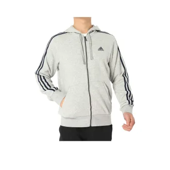 Adidas ESS 3S FZ FT Jacket Men's Medium Heather Gray