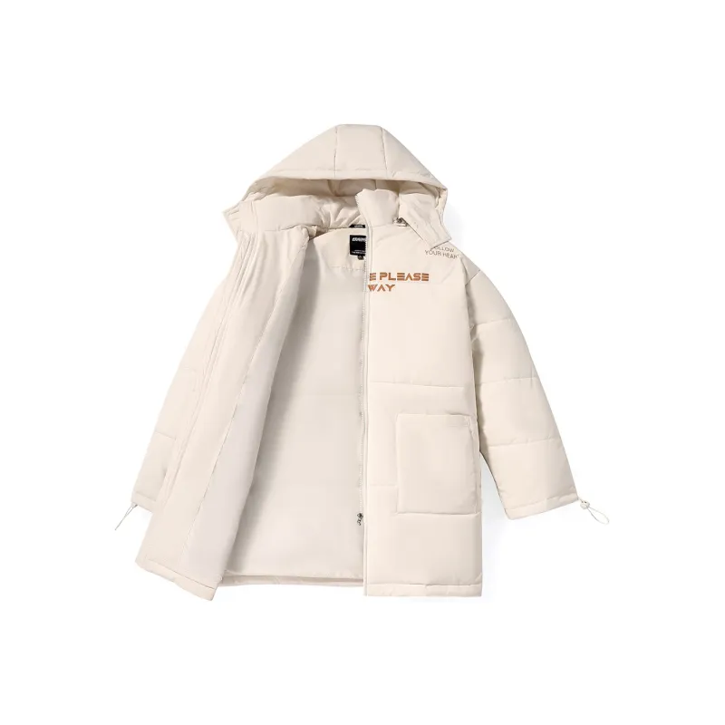 GENANX Letter Detachable Hood Loose Fit Mid Length Puffer Jacket Unisex-6