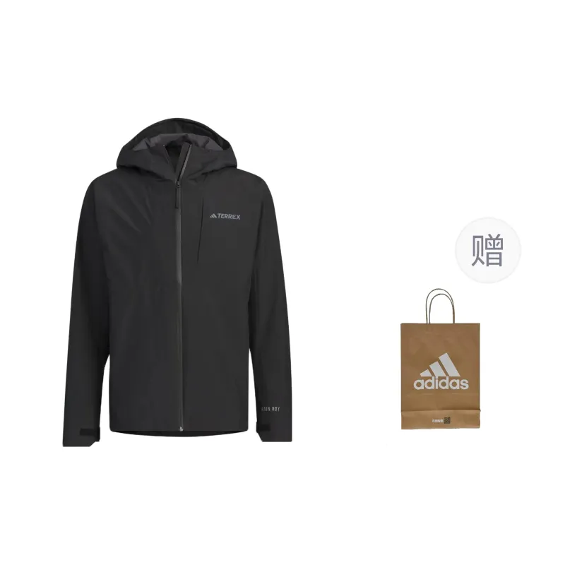 Adidas Outdoor Hiking Waterproof And Windproof Windbreaker Jacket Men's Black-0