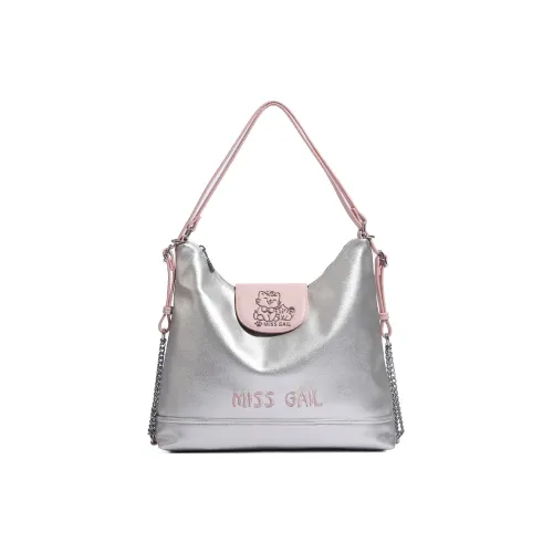 MISS GAIL Synthetic Leather One Shoulder Backpack Handbag Women's Cross Grain White Silver