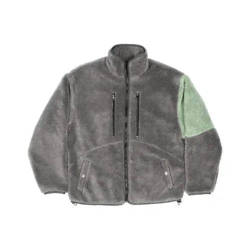 FARFROMWHAT Velvet-feel Coat Unisex Nile Green