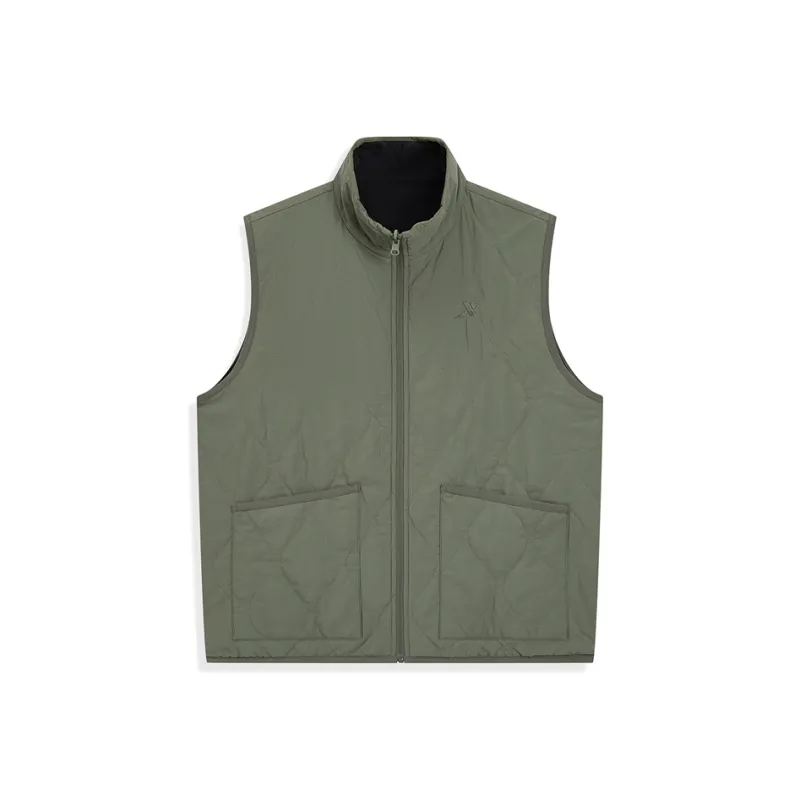 XTEP Stand Collar Without Hood Puffer Jacket Unisex Jet Black/Light Tea Green-0