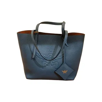 MCM Himmel Embossed Leather Tote Bag, Shopping Bag, Handbag Mini Women's Blue