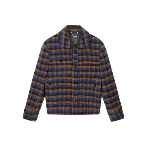 DAVID NAMAN Coats Men Blue Orange