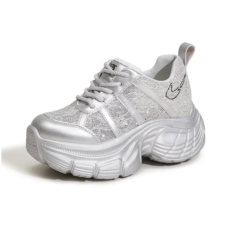 Milan Love Song Moisture Wicking Lightweight Low Top 8cm Chunky Sneakers Women's-14
