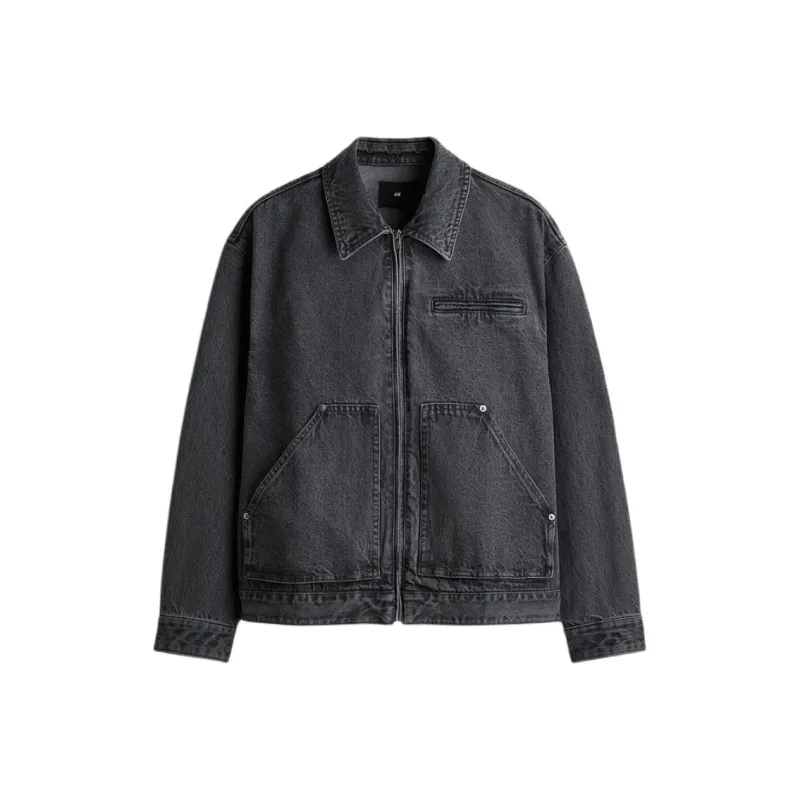 H&M Denim Jacket Men's Dark Denim Gray-0