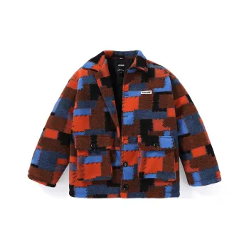GENANX Checkerboard Lapel Loose Fit Puffer Jacket Unisex