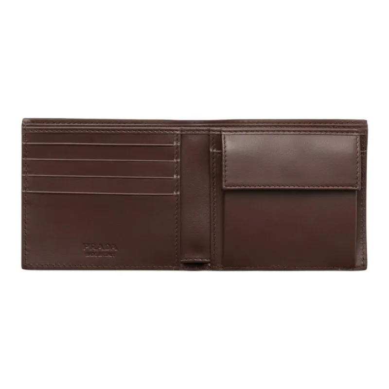 PRADA Vitello Dino Cow Leather Wallet Men's Brown-3