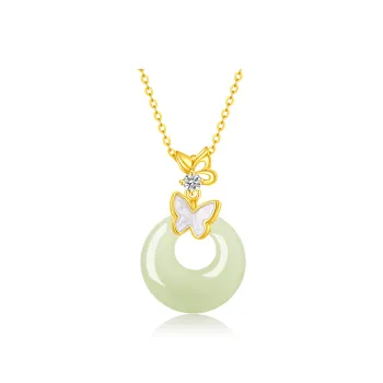 Lao Feng Xiang Hetian Jade Necklaces Pale Greenish White Jade Women's