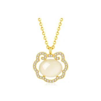 Lao Feng Xiang Necklaces Pale Greenish White Jade Women's