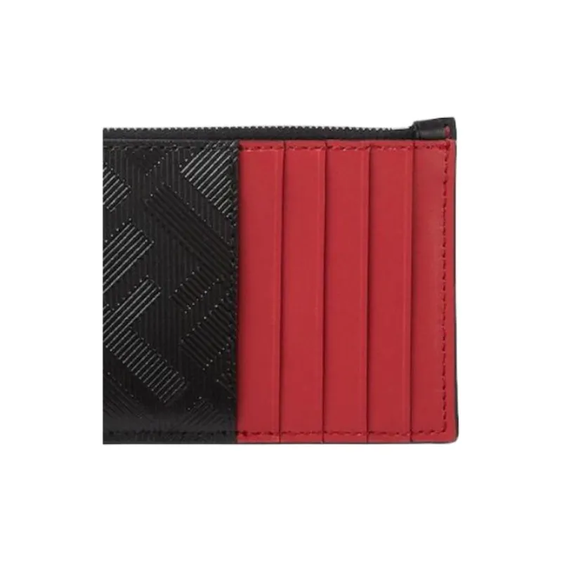FENDI Leather Card Holder Men's Black & Red-3